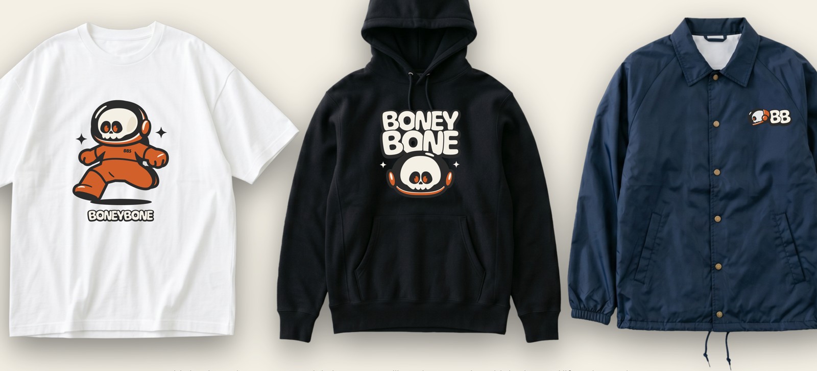 Boneybone merchandise concept with Bon